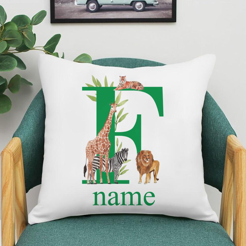 Personalized Pillowcase Safari Animal with Name Pillow Cover Kids Bedroom Wild Party Decor Pillow Case Kid Birthday Shower Gifts