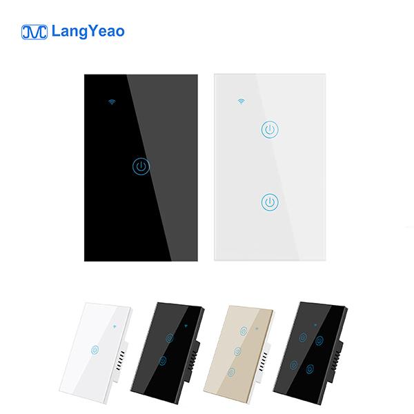 LangYeao Tuya WiFi US AU 1/2/3/4 Gang Smart Touch Wall Light Switch Work with Alexa and Google Home with Neutral Wire