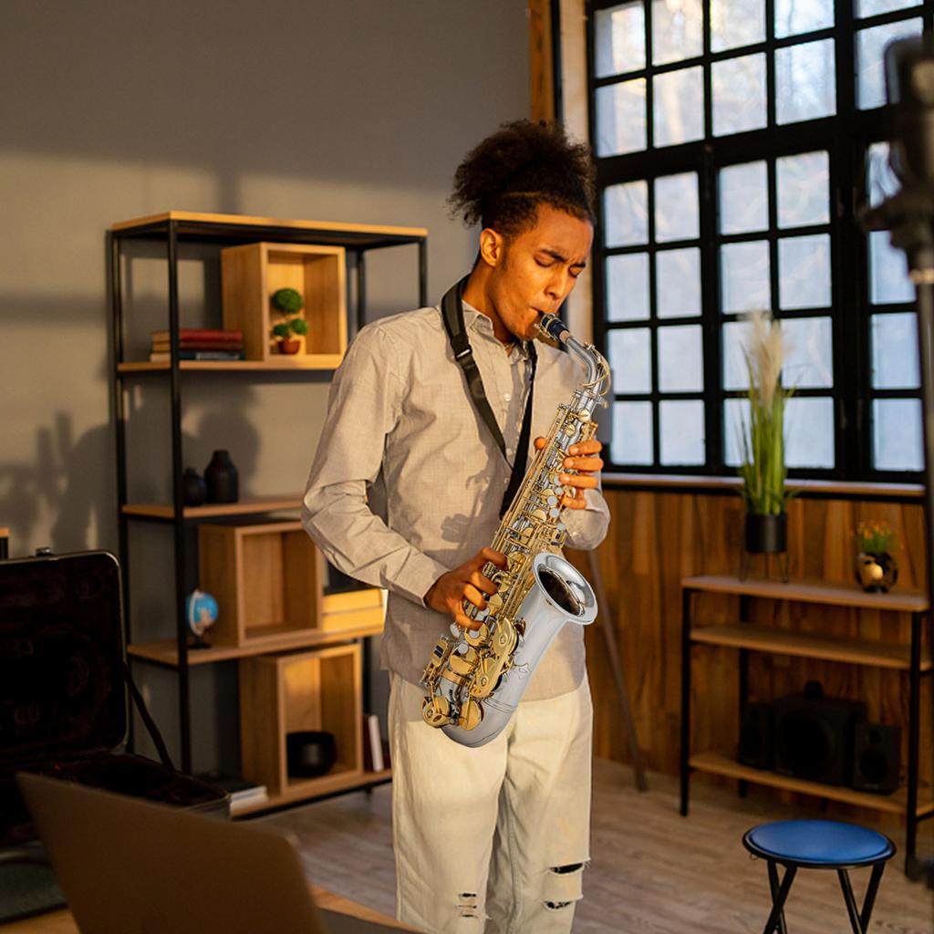 Eb Alto Saxophone Brass E Flat Sax 802 Key Type Woodwind Instrument with Cleaning Rod Cloth Gloves