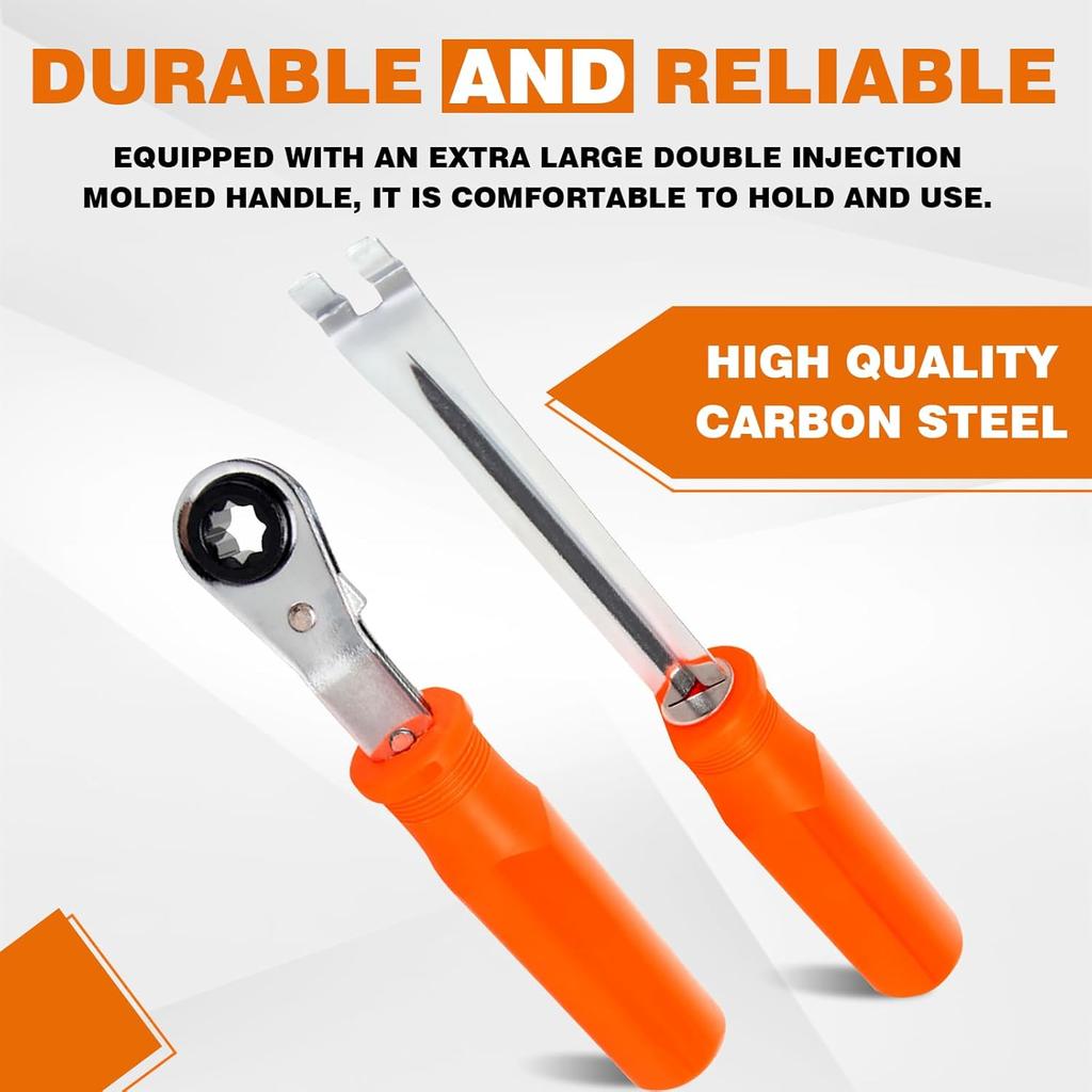 BARTOO 2PCS Automatic Slack Adjuster Tools, 5/16'' Double Square Ratcheting Wrench & Fork End Release Tool, Brake Adjustment Tool For Semi Truck,