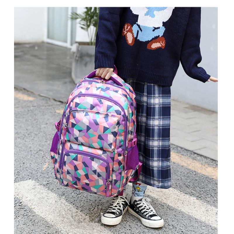 Модный рюкзак с геометрическим принтом для учеников начальной школы, легкий нейлоновый школьный рюкзак для девочек-подростков, портативный рюкзак для ноутбука