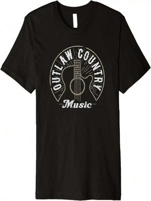 Outlaw Country Music Guitar Outline Premium T-Shirt