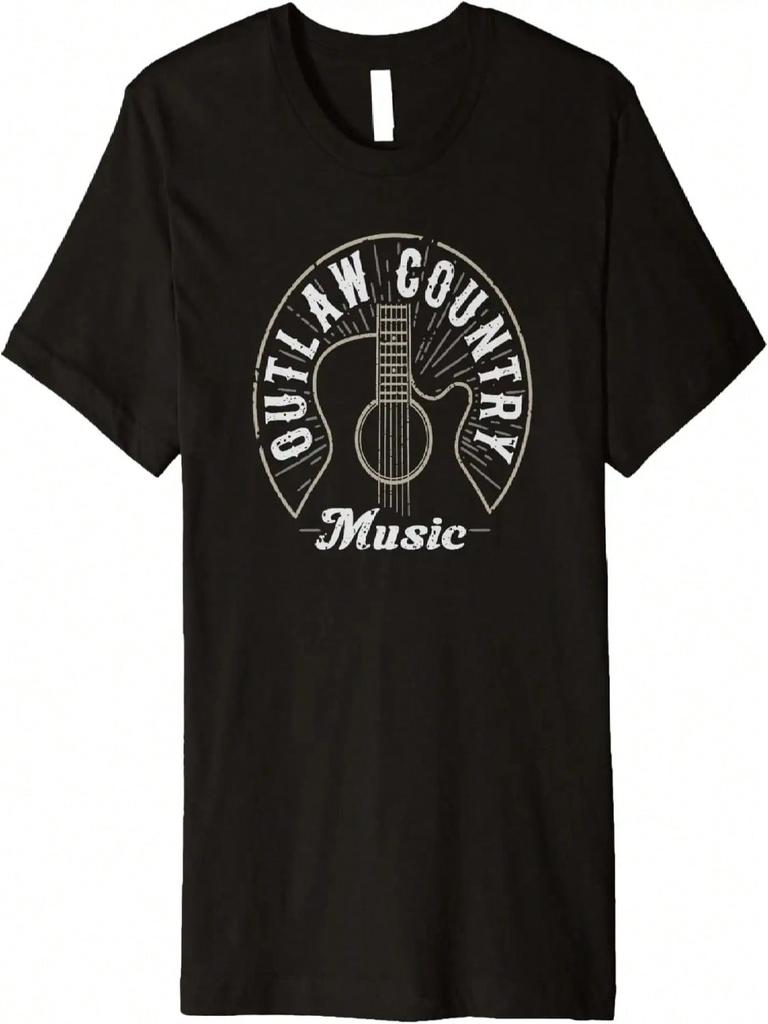 Outlaw Country Music Guitar Outline Premium T-Shirt