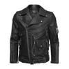European & American Style Men's PU Leather Motorcycle Jacket with Multi-Pocket Zippers, Autumn/Winter Punk Design, European Sizes