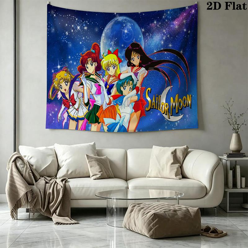 Magic Sailor Girl Wall Tapestry Aesthetic Wall Hanging Printed Fabric Blanket Decorative Tapestries for Bedroom Living Room Home Decor