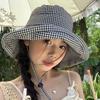 Summer and Autumn, Korean Ins Style, Checkered Large Brim Fisherman Hat, Female, Face Covering and UV Protection, Sun Protection and Sunshade Hat