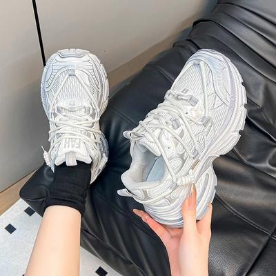 Кожаные женские туфли на толстой подошве, увеличивающие рост, новые весенние универсальные маленькие повседневные спортивные туфли, женская обувь