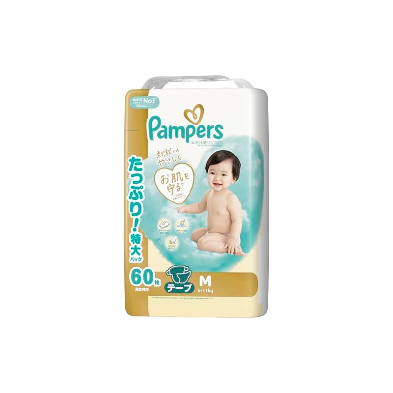 [Тип: на липучках, размер M] Подгузники Pampers First Touch (6-11 кг) 60 подгузников