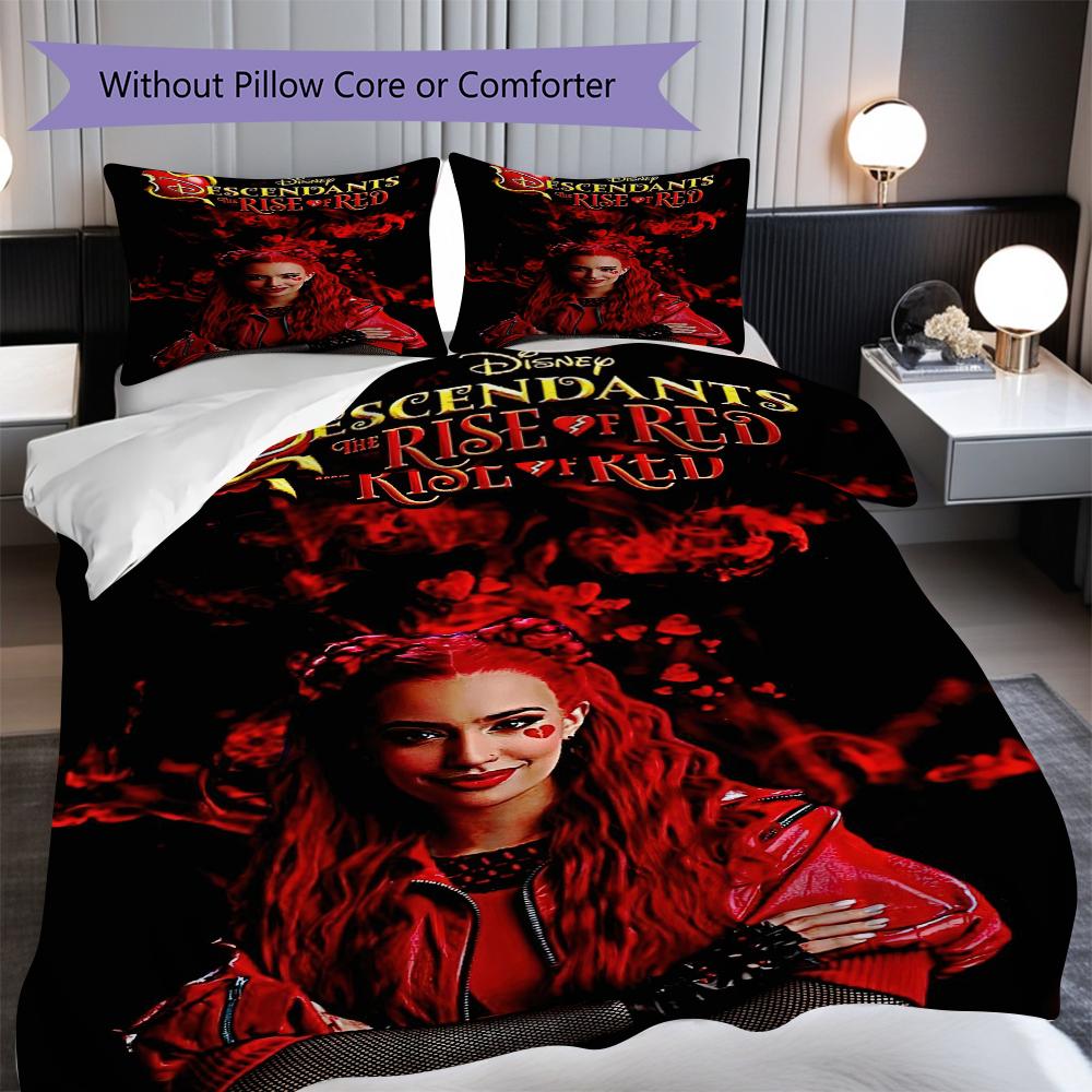 1PC Descendants pattern Bedding Quilt Set Quilt Cover Pillowcase Home Decoration Birthday Gift (1 * duvet cover + 2 * pillowcase, without core)