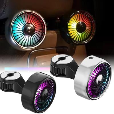 Автомобильный вентилятор с охлаждением USB, двойная головка, RGB, 3 скорости, охладитель для заднего сиденья, вентилятор, автомобильные аксессуары, незаменимый аксессуар для вождения
