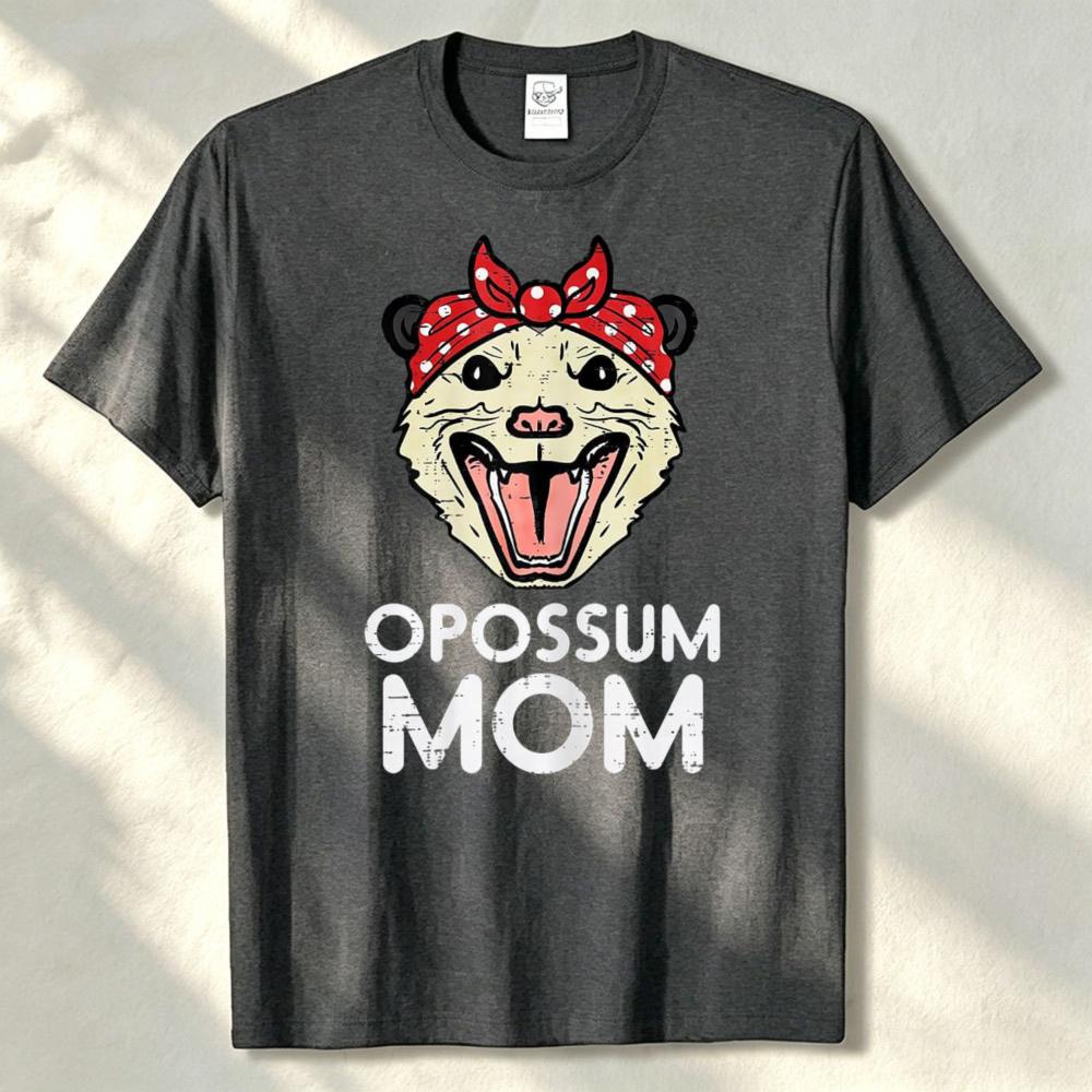 Opossum Mom With Bandana Graphic Round Neck Tshirt Mothers Day Gift For Mom Graphic T Shirts Oversized T Shirt Harajuku Tees