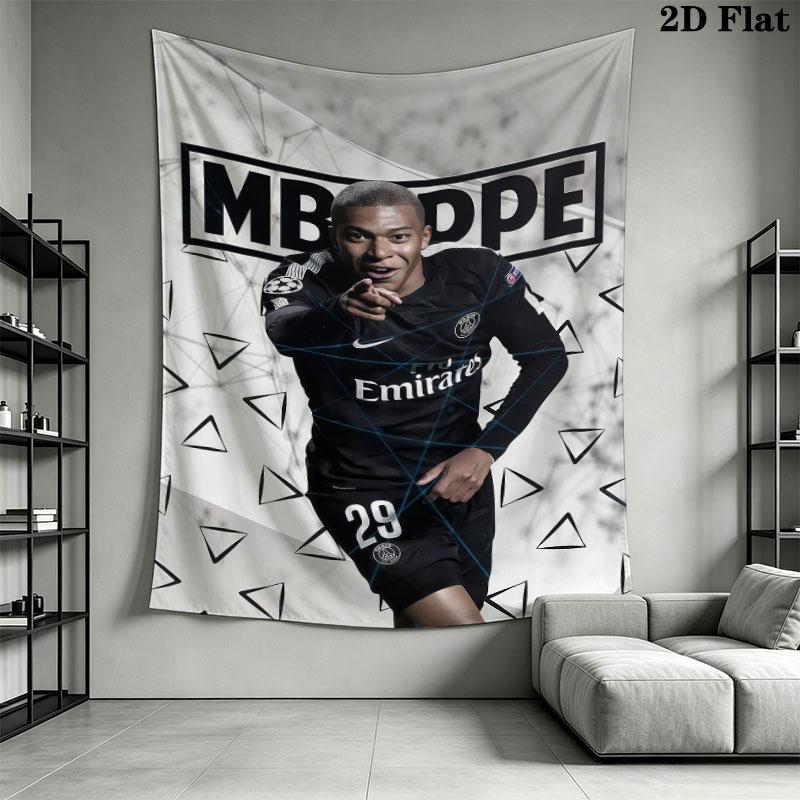 Kylian Mbappé Glory Wall Hanging Printed Fabric Blanket Decorative Tapestries for Bedroom Living Room Home Decor