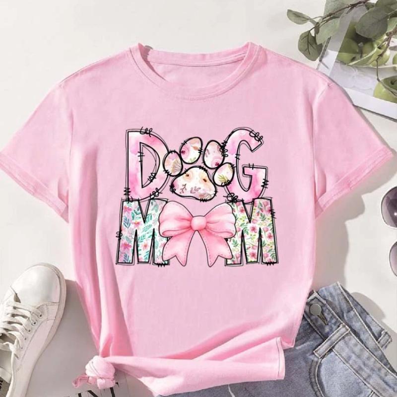 Трендовые женские футболки с принтом «Trend Dog Mama», модные футболки с мультяшным графическим принтом, одежда, женская футболка, короткий рукав, повседневные футболки
