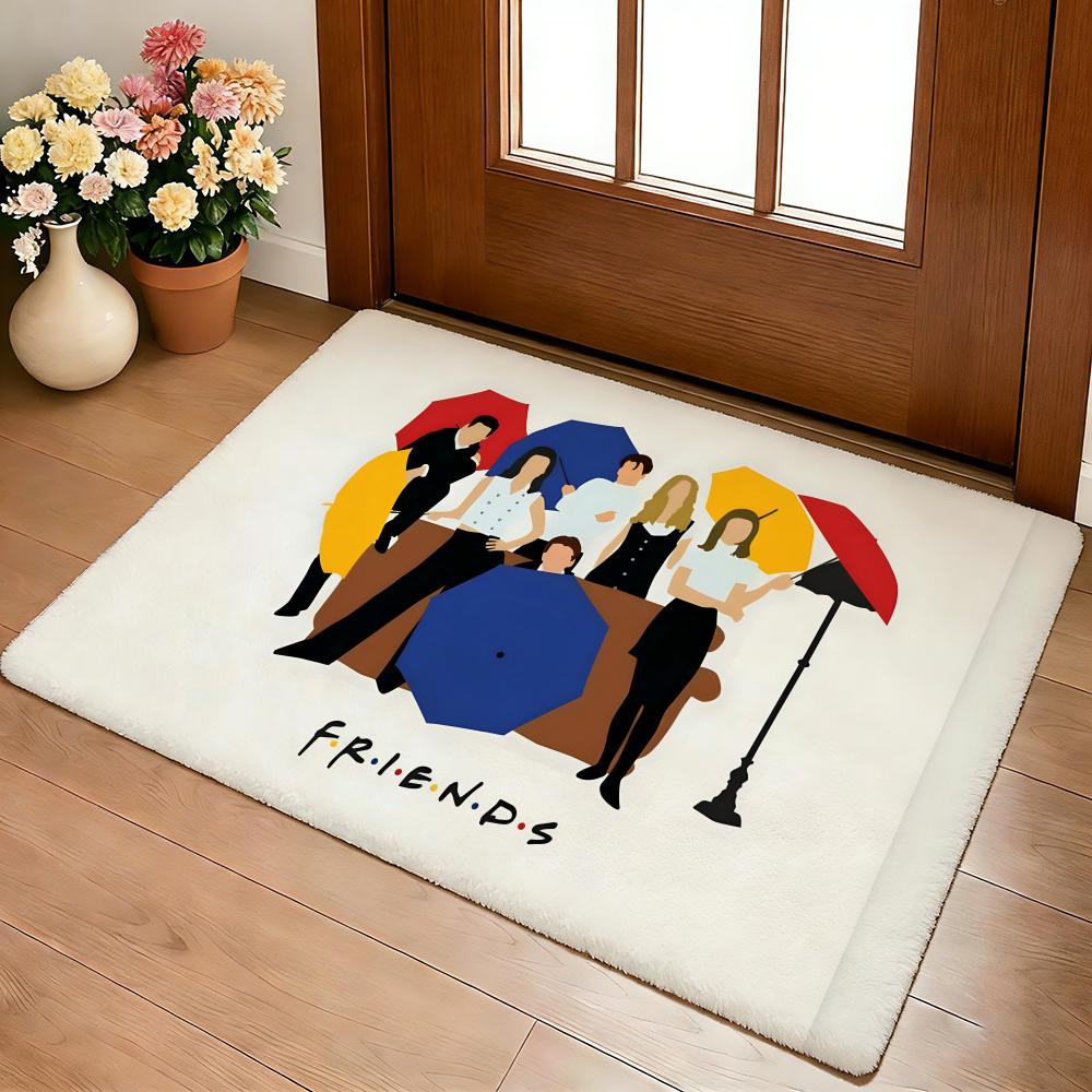 Friends Welcome Floor Mat Cozy Flannel Soft Thick Non-Slip Mat For Living Room Bedroom Kitchen Decor Rugs