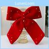 Red Bow Flannel Tree Topper With Embellished Star For Celebration Christmas