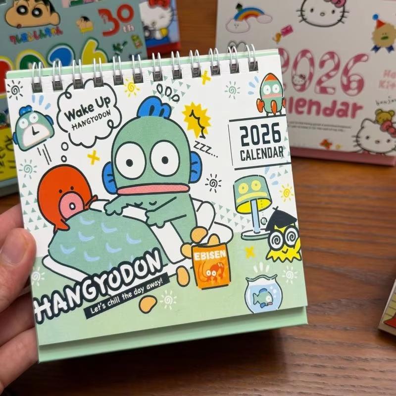 Hangyodon  My Melody Cinnamoroll Desk Calendar Cute Retro Ins-Style Cartoon Decor For Students Collectible Gift
