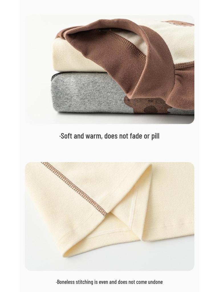 Shengte Shi Kids' Mid-Neck Cotton Thermal Top – Unisex Autumn/Winter Base Layer