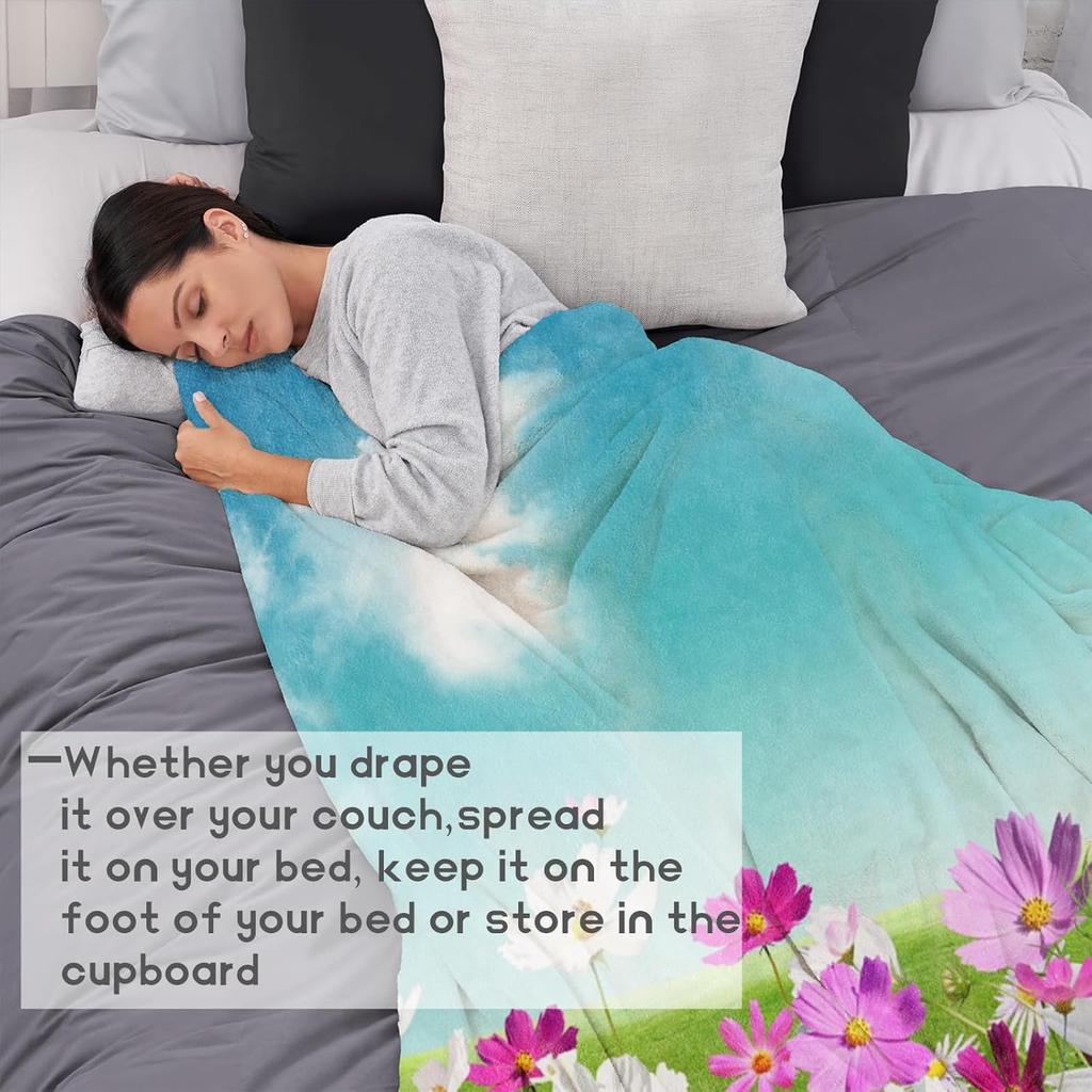 Watercolor Whale Fleece Blanket,Ocean Sea Life Coral Fish and Seahorse Throw Blankets,Soft Cozy Lightweight, Ideal for B