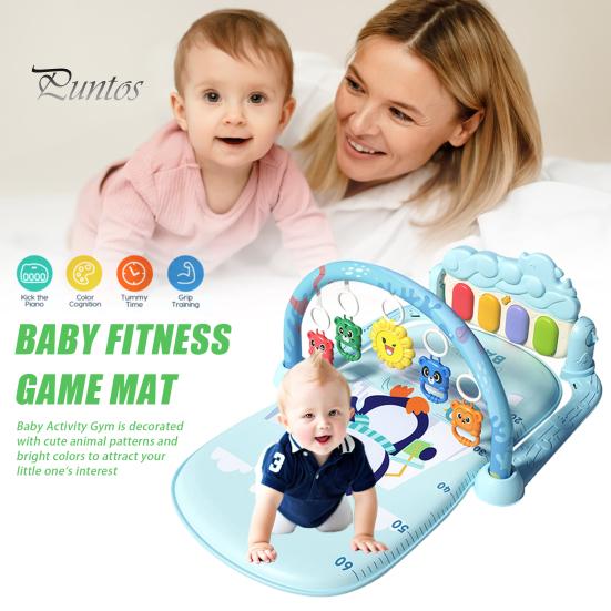Baby Gym Play Mat And Piano Gym with Tummy Time Mat Interactive Musical Toys Creative Activity Center for Infants Toddlers Sensory Development Motor