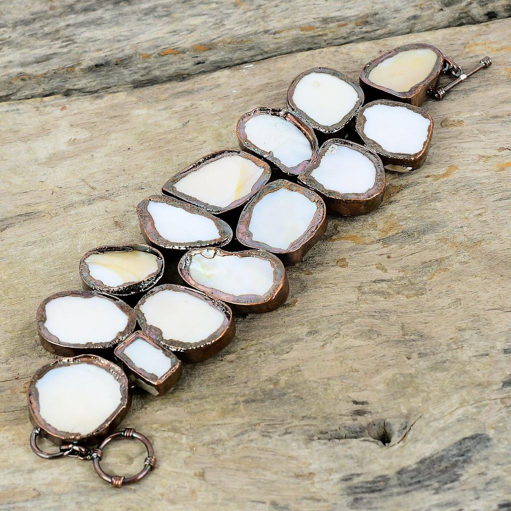 Браслет из перламутра, гальванический медный браслет, регулируемый браслет-цепочка, браслет ручной работы из настоящего драгоценного камня, медный ювелирный подарок для него