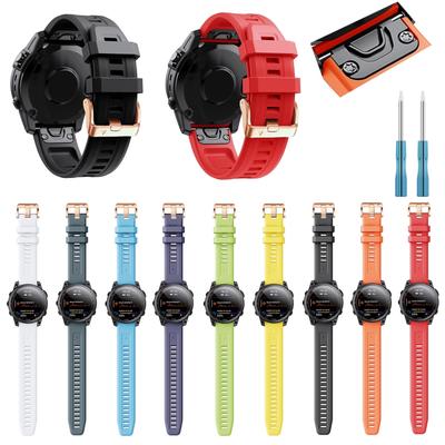 Для Garmin Fenix 6S 20мм Розово-золотая пряжка Силиконовый ремешок для часов