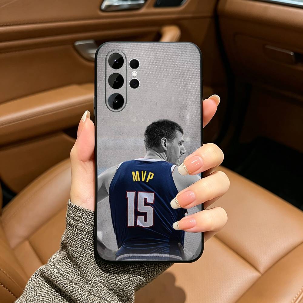 Мягкий силиконовый чехол N-Nikola- Jokic 15 MVP для Samsung S25, S24, S21, S22, S23, S30, Ultra, S20, Plus, FE, Lite-Черный