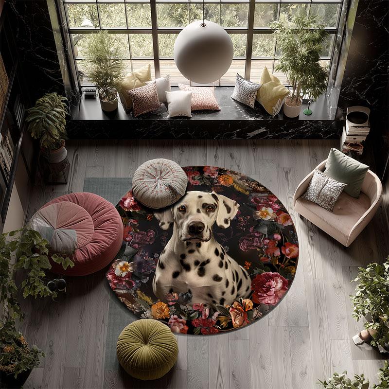 Raccoons & Dogs pattern round rug,Carpet Rug for Living Room Bedroom Playroom ,Non-slip Floor Mat,Holiday Gifts and Birthday Gifts.