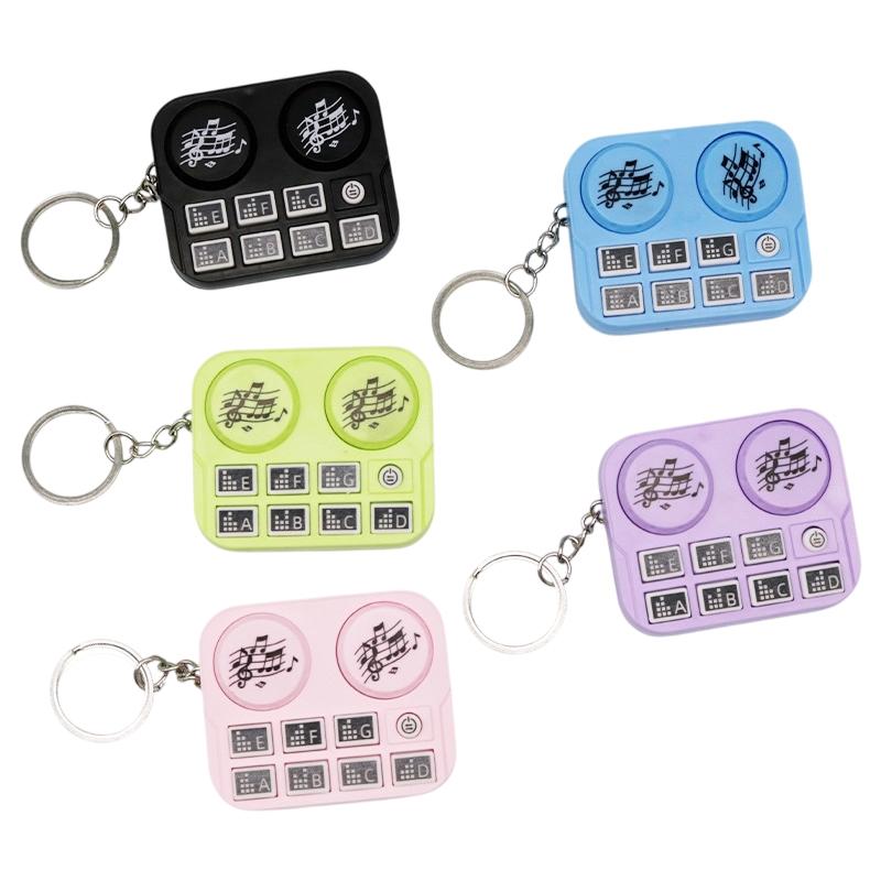 Creative Mini Dj Machine Music Keychain Funny Luminous Sound Toy Keyring Car Key Holder Bag Pendant Backpack Hanging Decoration