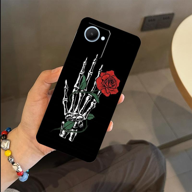 Чехол 'Скелетная рука с розой' в готическом стиле для Realme C53 C55 C51 C25 C63 C61 C65 C67 C71 C75 GT6 GT7 Pro 11 12 13 14 15 Pro Plus