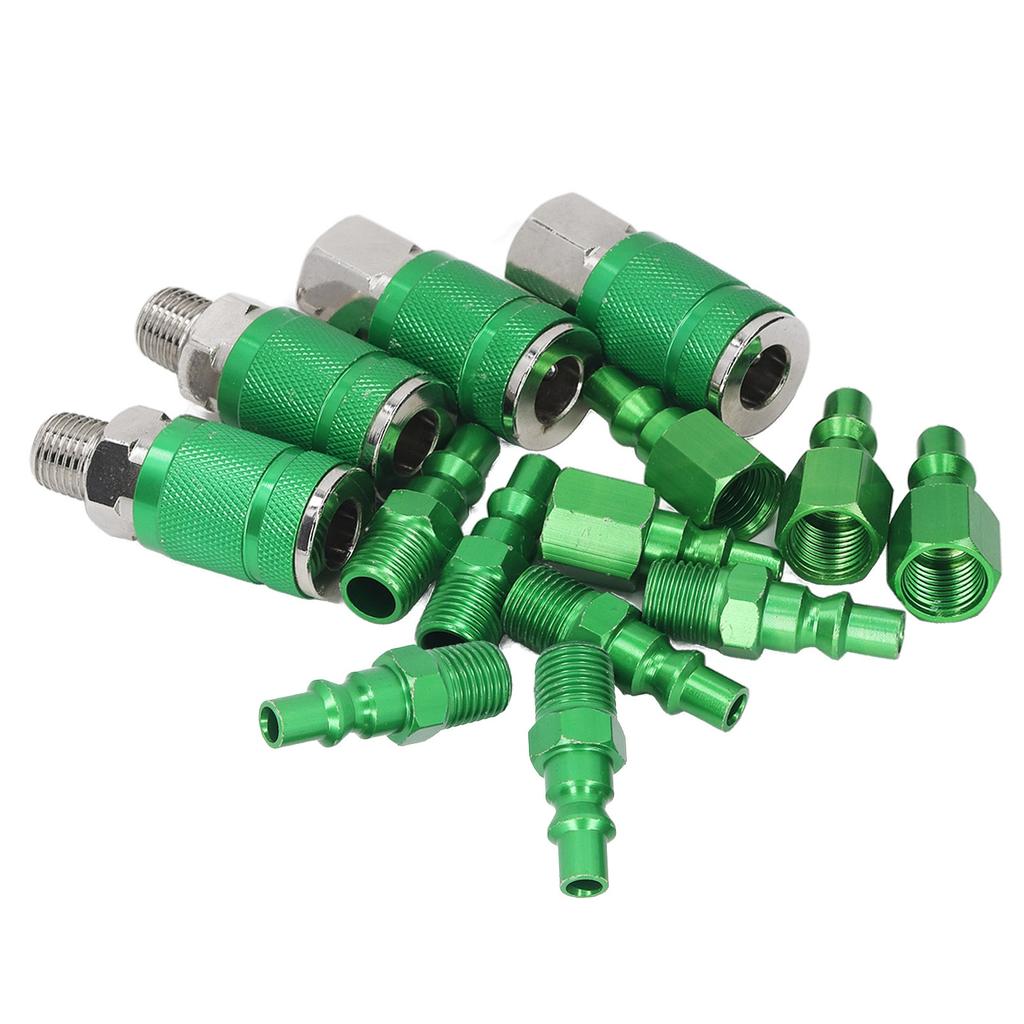 4Pcs Universal Air Coupler and 10Pcs I M Plug Kit Aluminum Alloy 1 4in NPT ARO Air Hose Fittings Set