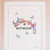 Self-adhesive Bathroom Sticker English Butterfly Flower Sticker Bathroom Door Bathroom Door