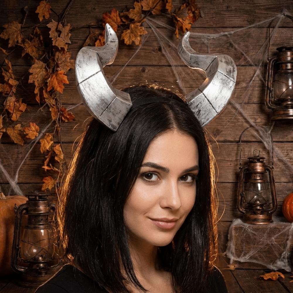 Dark Style Ox Horn Headband Animal Cow Horn Hair Hoop Demon Horns Headwear Stage Performance