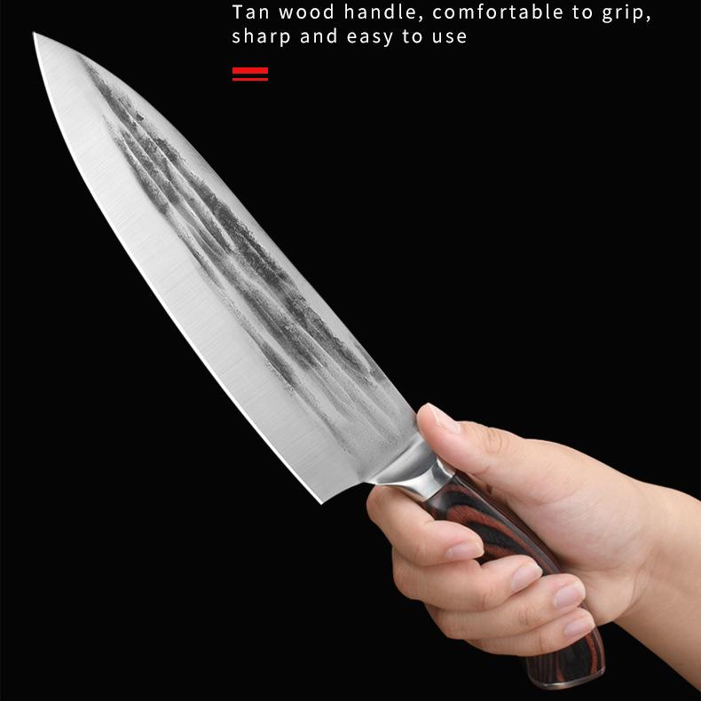 8-дюймовый нож шеф-повара 5cr15 Кованый нож из нержавеющей стали Нож для ломтиков Нож для сырой рыбы Кухонный нож