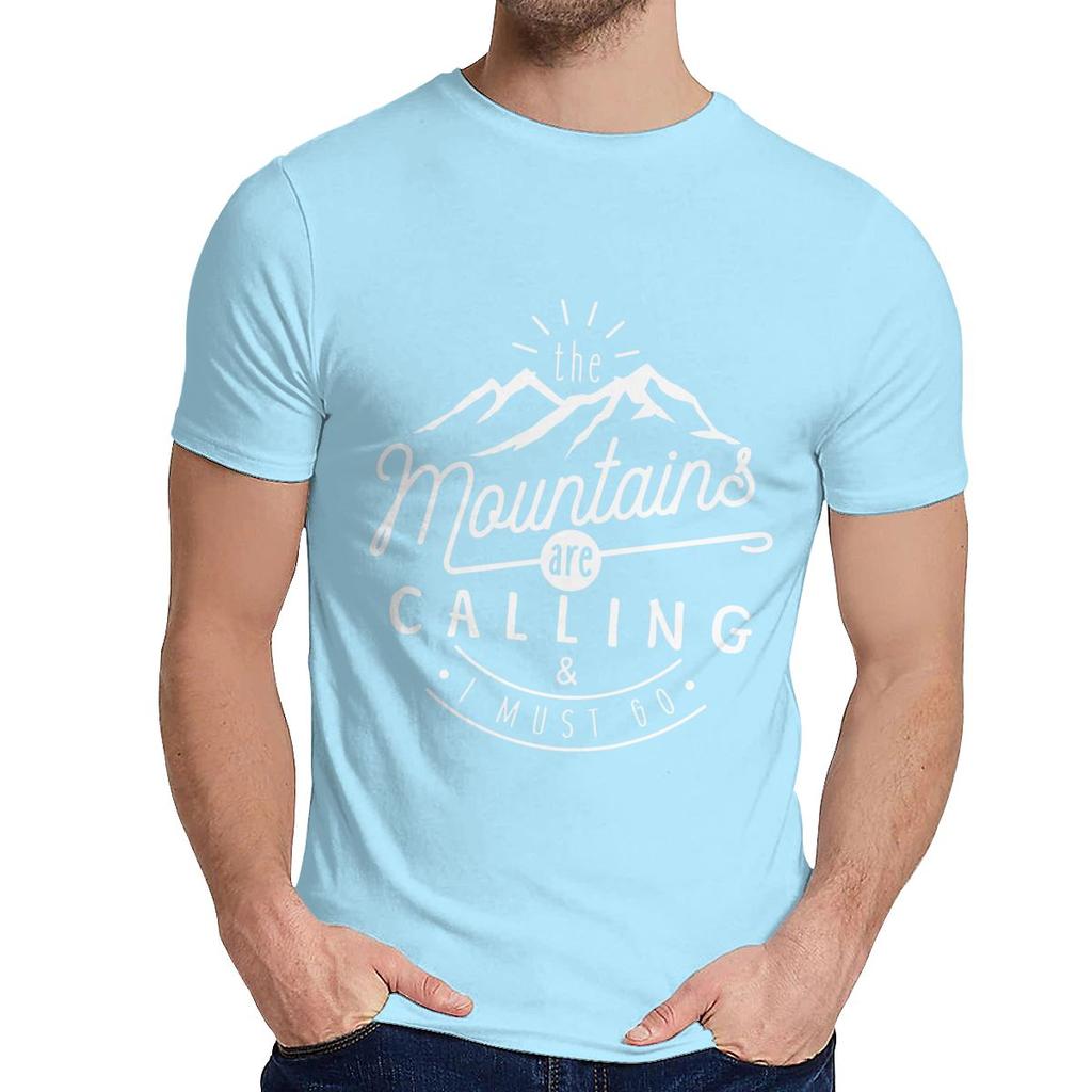 Unisex Tee Shirt The Mountains Are Calling And I Must Go Hiking Climbing Quality Cotton Casual