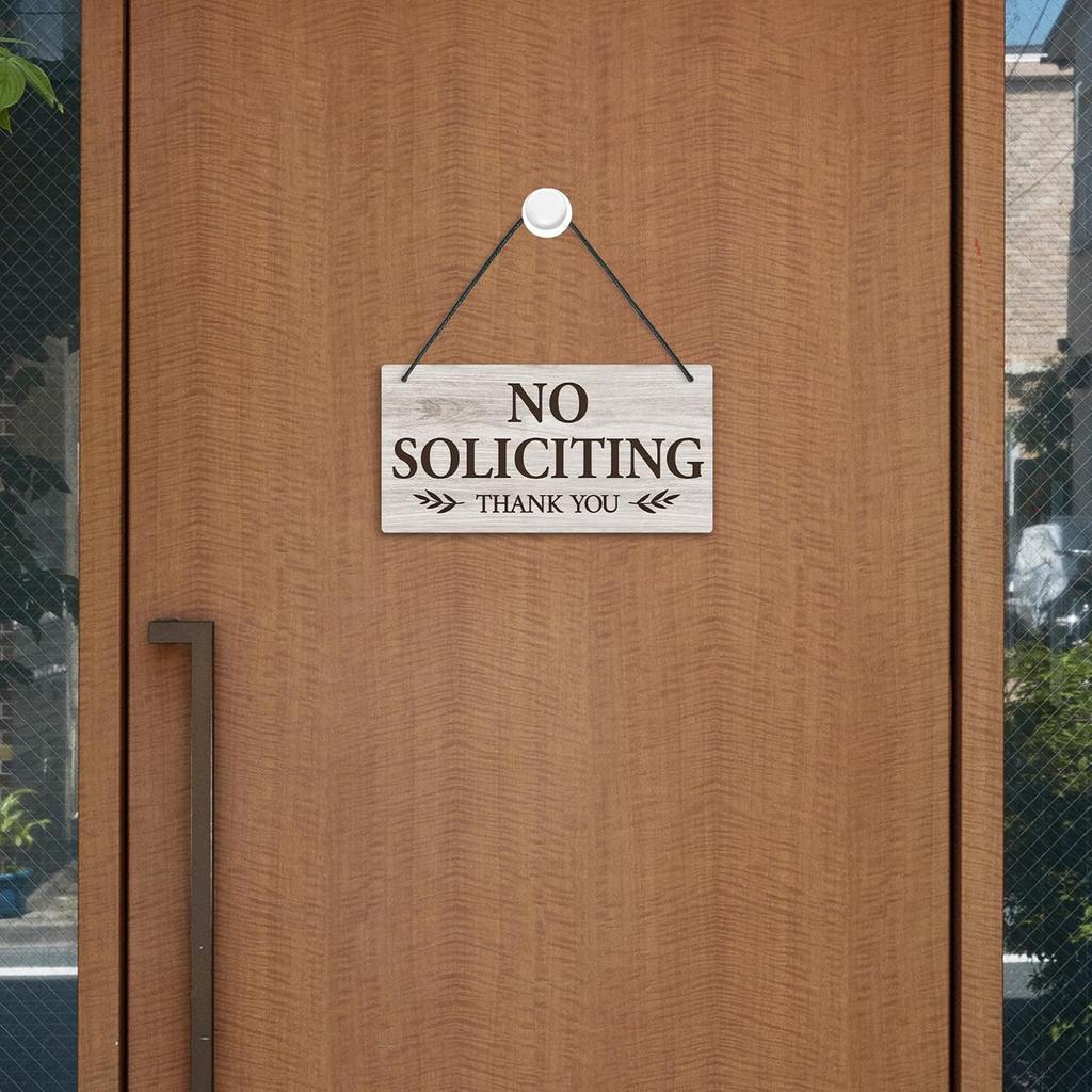 Putuo Decor No Soliciting Sign For House PVC No Soliciting Sign For Front Door Hanging Self Adhesive Notice Plaque Door Signal with Rope for House