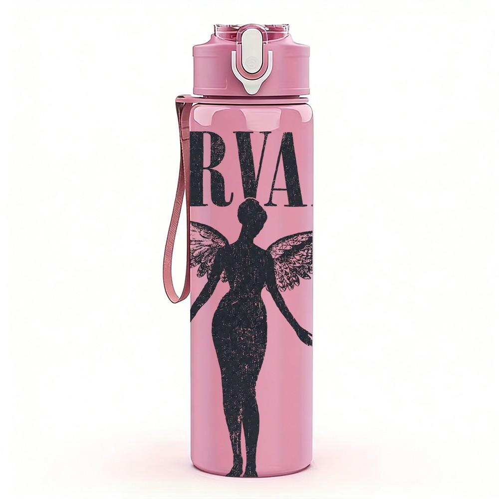 1PC Nirvana Angel Silhouette 750ml sports water bottle leakproof straw lid outdoor office home