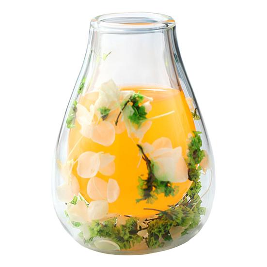 Мини Стеклянная Декоративная Бутылка с Сухоцветами Компактное Прозрачное Цветочное Украшение для Стола Прикроватной Тумбочки Подоконника Двустенная Гидропонная Ваза