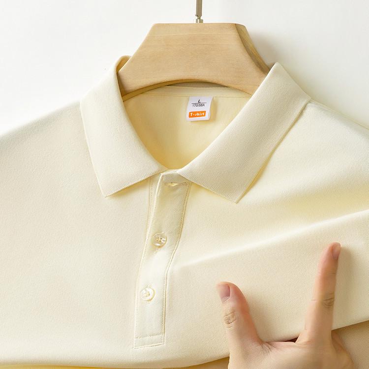 Мужская летняя рубашка поло из ледяного шелка 2025 года – Высококачественная, многоцветная, с охлаждающим эффектом, однотонная модель с коротким рукавом