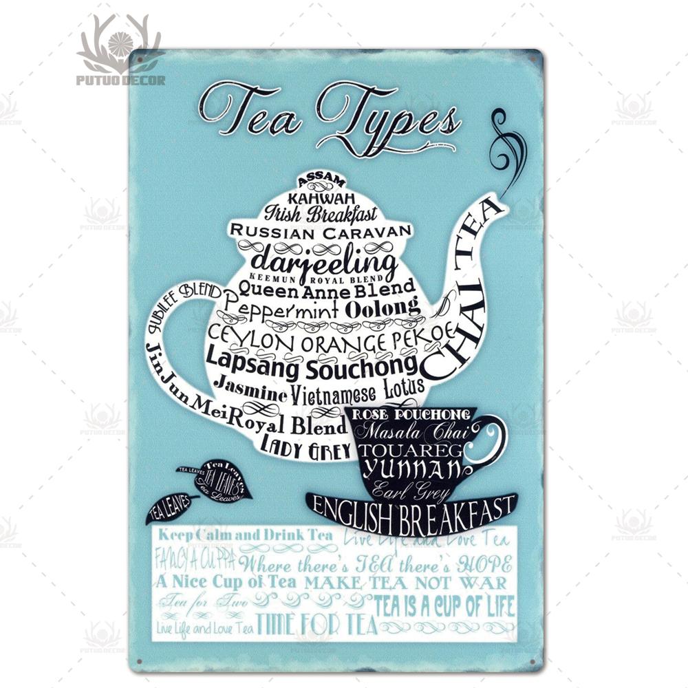 Tea Sign Metal Sign Plaque Metal Vintage Shabby Chic Tin Sign Metal Poster Decorative Iron Plate Kitchen Wall Decor