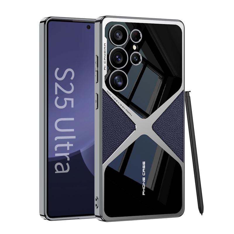 Чехол для мобильного телефона Samsung S25ultra Гальванизированный Однотонный Кожаный Ультразвуковой Ультратонкий Чехол S25ultra Защитный чехол от падений