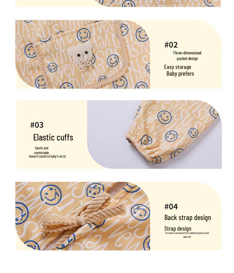 Двусторонний утепленный детский теплый слюнявчик для осени и зимы - фартук с длинным рукавом для защиты от грязи для детей