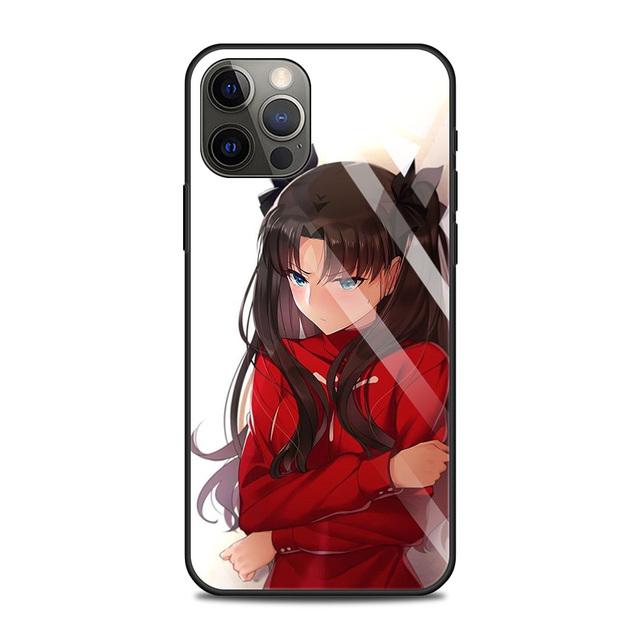 Tempered Glass Case For Iphone 12 11 Pro Max 14 13 Fundas X Xr Xs Max 8 7 6s Plus Cover Shell Fundas Fate Zero Tohsaka Rin