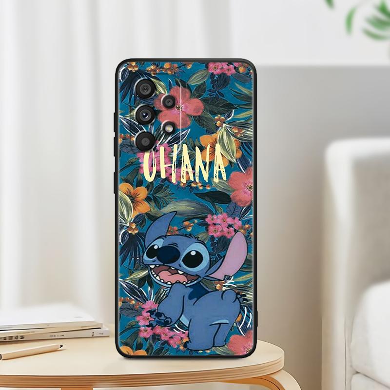 Stitch Cartoon Cute For Samsung A53 A52 A33 A32 A51 A71 A21S A13 A73 A50 A22 A23 A03 A72 A54 A12 5G Black Funda Phone Case
