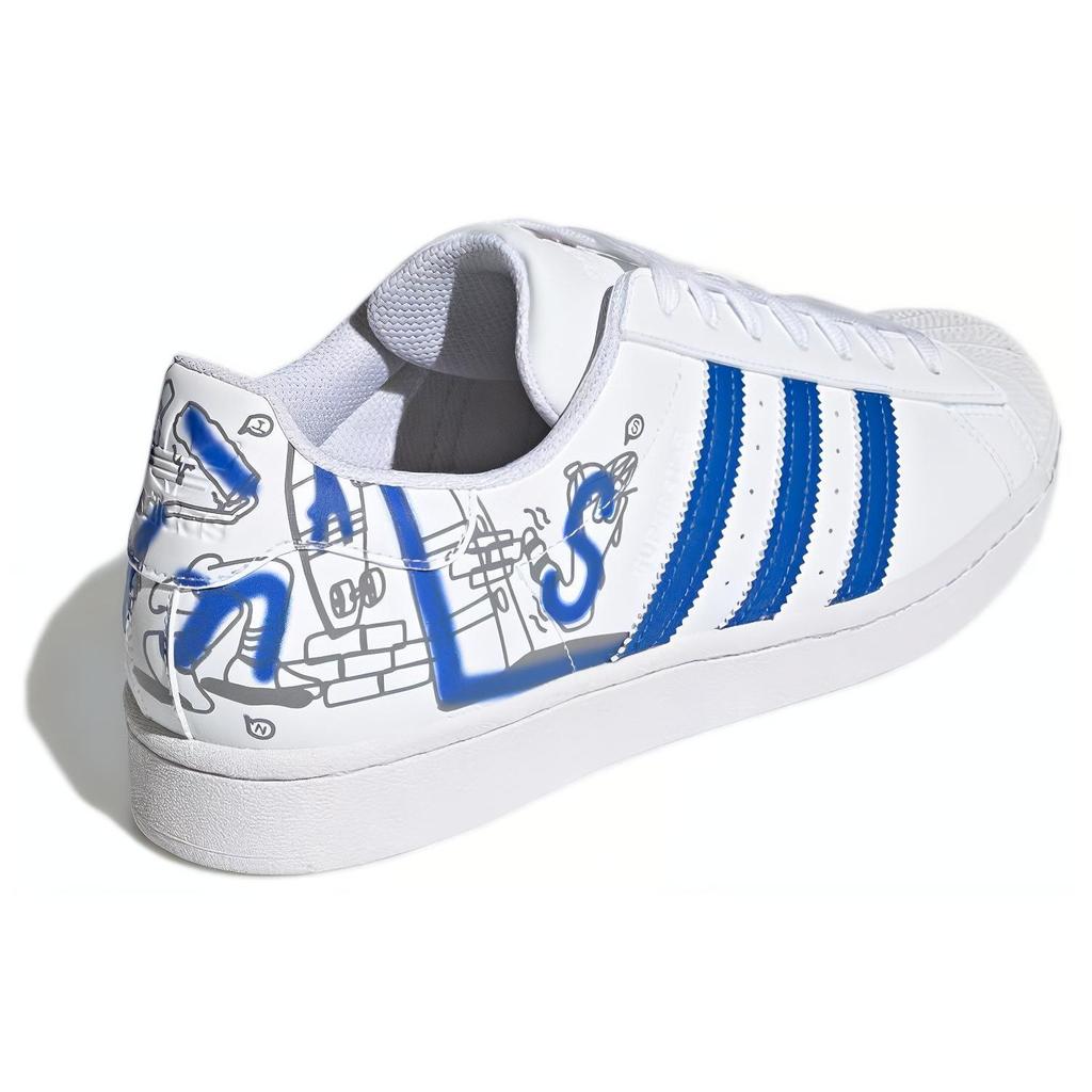 adidas Оригинальные Superstar Кожаные Удобные Повседневные Прочные Низкие Кроссовки Унисекс Кроссовки Белые Синие GW5784