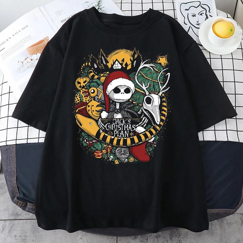 Vintage TShirts Nightmare Before Christmas Print Shortsleeve Gothic Women Unisex Tshirt Top Y2K Shirt Streetwear Harajuku