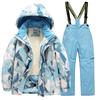 Детский модный лыжный комплект для мальчиков и девочек, утолщенный водонепроницаемый теплый лыжный костюм, куртка и брюки, комплект
