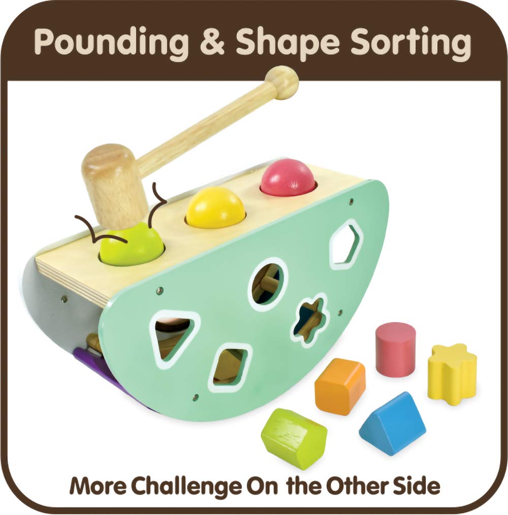 Игрушка Качалка Развивающая Деревянная Музыкальный Молоток Подарок на День Рождения для Годовалых Edutē i'm Toy, Игрушка, Инструмент, Игрушка, Пазл на Сопоставление Форм, 1-2