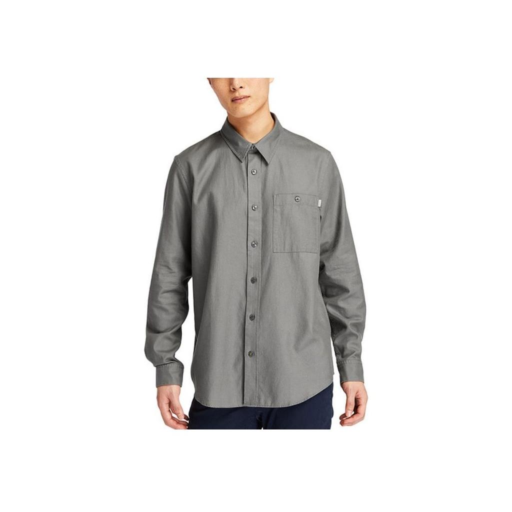 Timberland Outdoor Casual Solid Color Breathable Long Sleeve Shirt Men Shirts Gray A42U2-033
