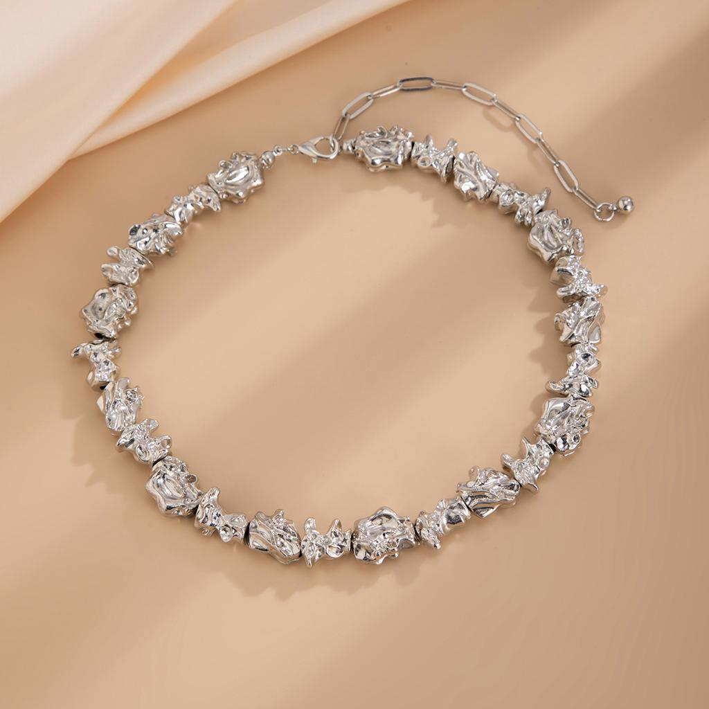 Exaggerated Sense Pleated Metal Wind Choker Simple Lava Irregular Collar Set Personalised Niche Design Trend Necklace Set for Women
