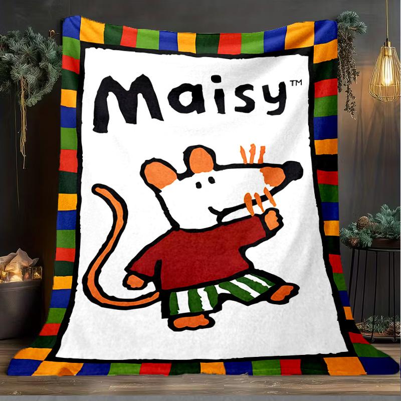 1PC Maisy Cartoon Blanket Flannel Throw for Sofa, Indoor, Camping, Living Room, Office, Chair, And Bed Soft Birthday Christmas Gift